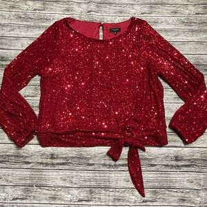 Women’s XL Tahari ASL Red Sequined Sparkling Blouse NWOT